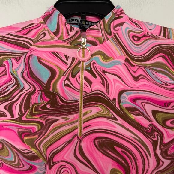 Jaime Sadock Pink Sugar Angel Whirl Marble 1/4 Zip Long Sleeve Golf Shirt Small - Picture 4 of 13